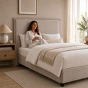 Ver imagem 1 de Cabeceira Decorativa King Size 1,95m Trento Suede Bege - Gran Belo