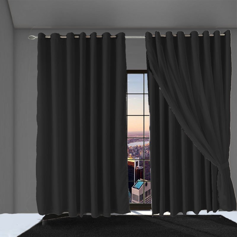 cortina blackout para quarto e sala 5,50 x 2,40 Bruna preto