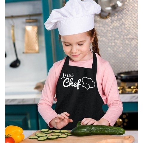 Avental Infantil Mini Chef - Estilo, Proteção para Criançada Cor:Preto
