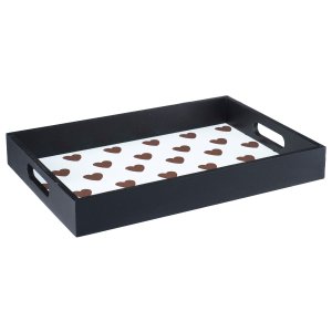 Bandeja De Madeira Decorativa Cantinho Do Café Recepção BDM-028 PGB 1 Peça Coração Marrom