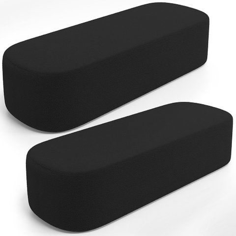 Kit 02 Puffs Decorativos Orgânicos para Living Quarto 195cm Doha W01 Bouclê Preto - Lyam Decor