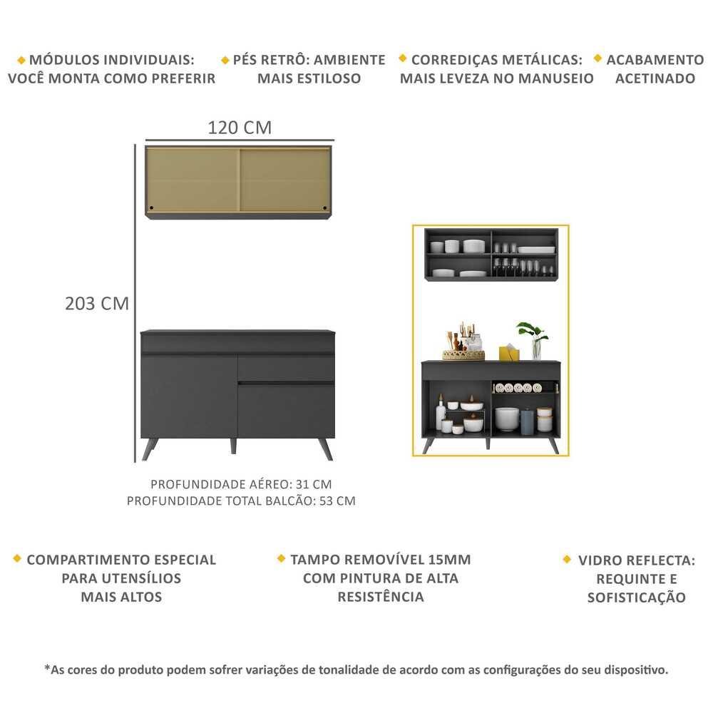 Armário de Cozinha Compacta 2 peças MP3688.895 Veneza Multimóveis