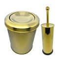 Ver imagem 1 de Kit Lixeira Dourada Aço Inox Basculante 5l e Escova Sanitária France Fineza