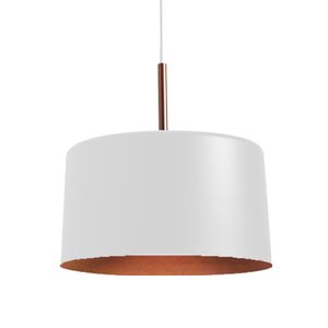Pendente Bilboquê Grande Branca com Cobre 22cm X 31cm 40w