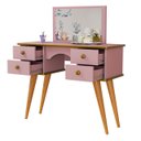 Ver imagem 5 de Penteadeira Infantil Iris com Espelho Verdadeiro 4 Gavetasem Mdf e Banqueta Almofadada com Opções de