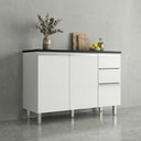 Ver imagem 4 de Balcao com Tampo 120 cm 3 Portas 2 Gavetas Evidence Branco Poliman