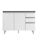 Ver imagem 1 de Balcao com Tampo 120 cm 3 Portas 2 Gavetas Evidence Branco Poliman