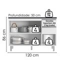 Ver imagem 3 de Balcao com Tampo 120 cm 3 Portas 2 Gavetas Evidence Branco Poliman