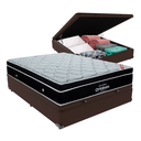 Ver imagem 1 de Cama Box Baú Casal Marrom e Colchão Elegant Superpocket Molas Ensacadas Ortobom