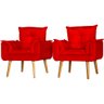 Kit 2 Poltronas para Sala Decorativa Opala Suede Vermelho Claro Lat Shop - 1