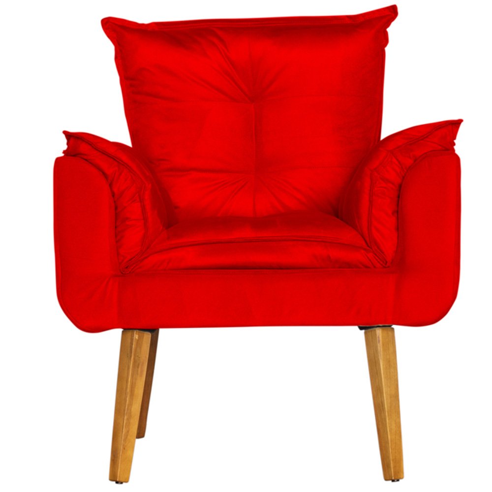 Kit 2 Poltronas para Sala Decorativa Opala Suede Vermelho Claro Lat Shop - 4