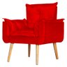 Kit 2 Poltronas para Sala Decorativa Opala Suede Vermelho Claro Lat Shop - 3