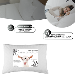 Kit 2 Travesseiros Cabra de Óculos Macio Confortável Antialérgico - 4