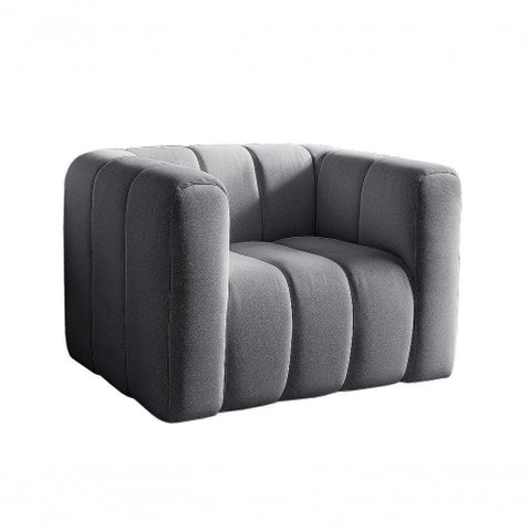 Poltrona Mona Linho Encosto Alto Espuma D28 Cinza 320 Bella Decor
