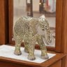 Escultura Elefante Decorativo em Resina Nas Dourado e Marrom 15,5cm - 2