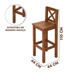 Banqueta Rústica Alta com Encosto Imbuia Charcharm Shop Jm - 4