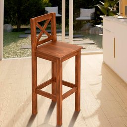 Banqueta Rústica Alta com Encosto Imbuia Charcharm Shop Jm - 1