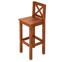 Banqueta Rústica Alta com Encosto Imbuia Charcharm Shop Jm - 2