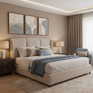 Kit 3 Quadros Casal Linhas Curvas Moldura:tabaco