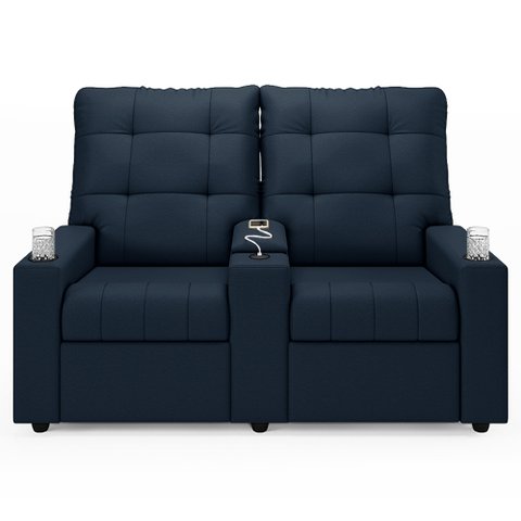 Poltrona do Papai Reclinável Mallie 2 Lugares Baú Usb Fh9 Veludo Azul - Mpozenato