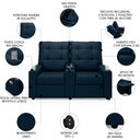 Ver imagem 3 de Poltrona do Papai Reclinável Mallie 2 Lugares Baú Usb Fh9 Veludo Azul - Mpozenato