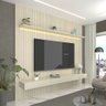 Home para TV Impressão Ripado 3D com LED Requinte 220 Off White - Gelius - 1