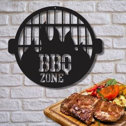 Placa Cantinho Do Churrasco Barbecue Em Mdf Redondo Gourmet - 2
