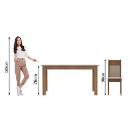Conjunto Sala de Jantar Madesa Jaíne Mesa Tampo de Madeira com 6 Cadeiras Rustic/crema/pérola Cor:ru - 9