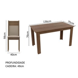 Conjunto Sala de Jantar Madesa Jaíne Mesa Tampo de Madeira com 6 Cadeiras Rustic/crema/pérola Cor:ru - 4