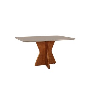 Mesa de Jantar Madri 140x80cm Tampo Retângular Vidro Móveis Minas Off White