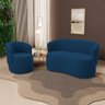 Kit 2 Poltronas e 1 Namoradeira Aisha Orgânica Bouclê Azul Marinho - Desk Design - 2