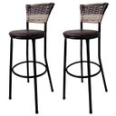 Ver imagem 1 de Kit 2 Banquetas Bistrô Aço Junco Sintético Degrade Assento Marrom