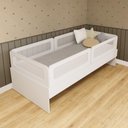 Ver imagem 1 de Cama Solteiro Mdf Branco com 04 Grades e Cabeceira Telinha Anatômica Mobilistore