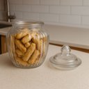 Ver imagem 4 de Jogo 2 Potes Baleiro Vidro Transparente Canelado Tampa Hermética 1400ml e 600ml - Tuut