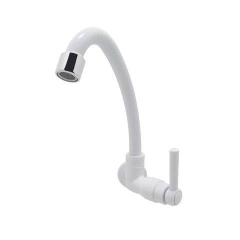 Torneira Cozinha Pia Parede Bica Móvel Branca Arejador Abs