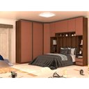Ver imagem 1 de Guarda Roupa de Canto Casal 8 Portas 7 Gavetas Nogueira Dourado com Gaia Prime Luciane Móveis