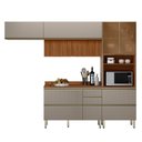Ver imagem 1 de Cozinha Modulada Proença 4 Peças com Aéreo 120cm Ripado Nogueira Touch/nude Prime Tx - Demartêz
