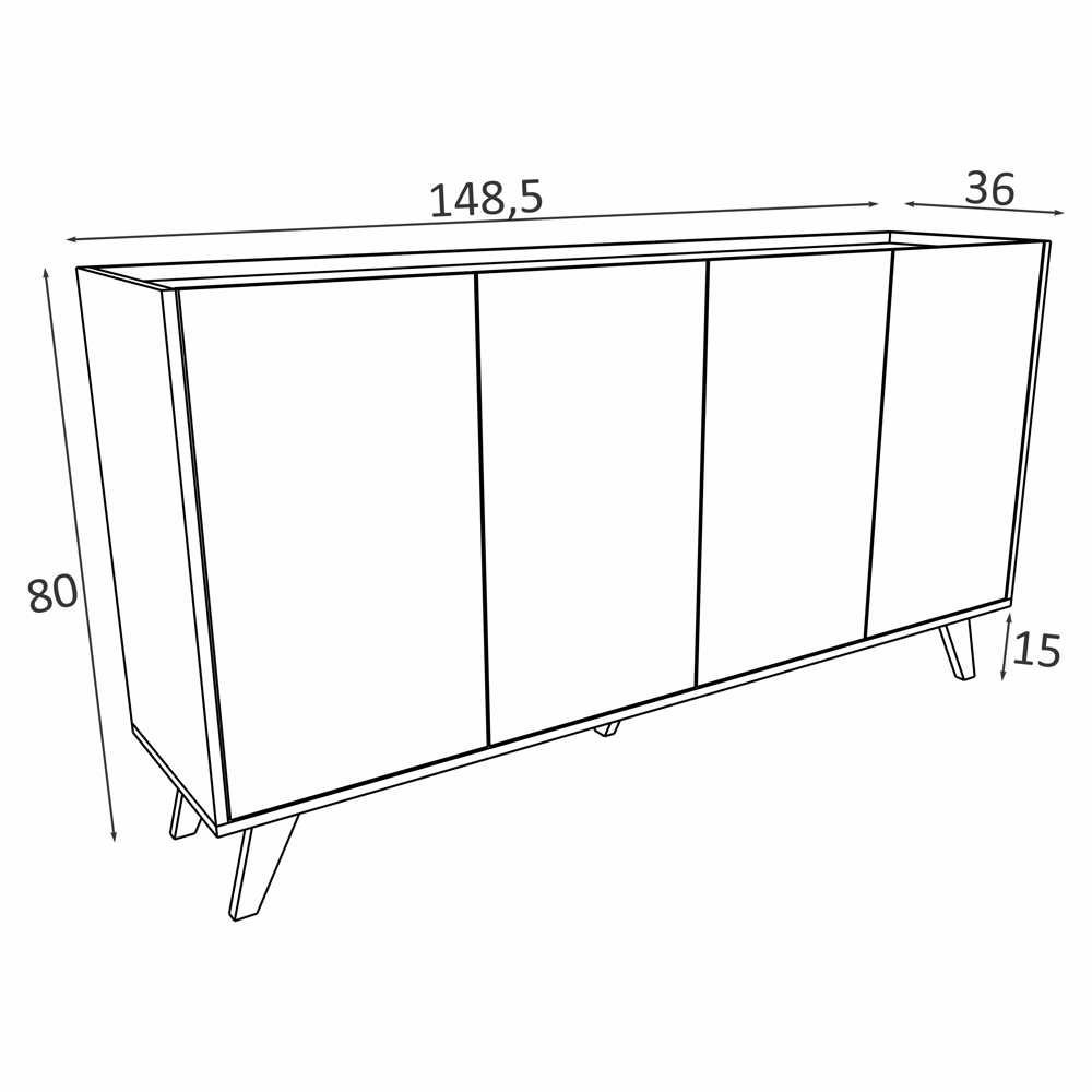 Balcão Multiuso Aparador 148,5cm 04 Portas Blc2007-Me Estilare Madeirado - 2