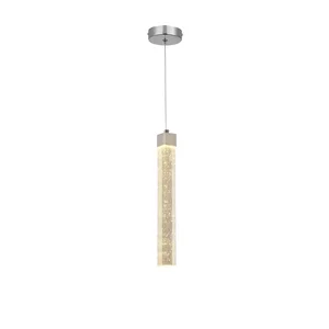 Pendente Tubular de Cristal 5w 3000k Bivolt Cromado com Cabo de 2m