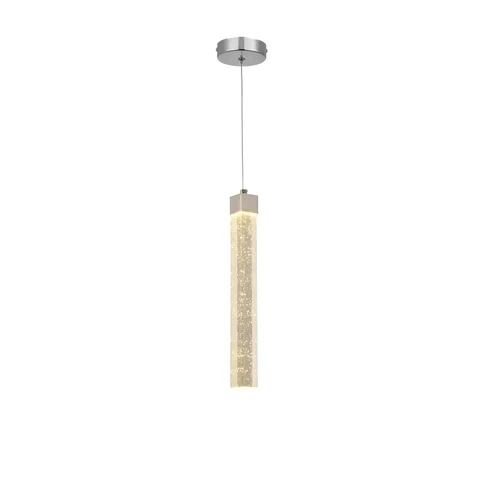 Pendente Tubular de Cristal 5w 3000k Bivolt Cromado com Cabo de 2m