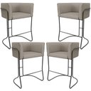 Ver imagem 1 de Kit 04 Banquetas Baixa Base de Aço Preto Betina D02 Linho Bege D-463 - Lyam Decor