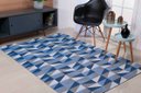 Ver imagem 1 de Tapete 2,50m X 2,00m Sala Quarto Tecido Jacquard Antiderrapante Geométrico - Ladrilhado Azul