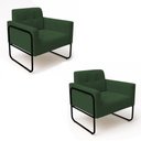 Ver imagem 2 de Poltrona Sala Industrial Alta Tubo Preto Kit 2 Elisa Suede D03 - D'Rossi Cor Verde
