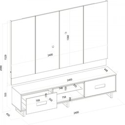 Bancada e Painel Madri 2 Gavetas Para TV até 75 Polegadas Griz/Carvalho Nobre DJ Móveis - 6