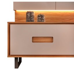 Bancada e Painel Madri 2 Gavetas Para TV até 75 Polegadas Griz/Carvalho Nobre DJ Móveis - 4