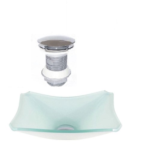 Cuba De Vidro Retangular Chanfrada 37cm Branco Válvula Click