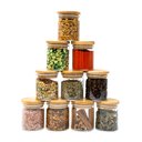 Ver imagem 1 de Kit 10 Potes de Vidro 200ml Tampa de Bambu Herméticos Redondos - Tüd