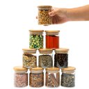 Ver imagem 2 de Kit 10 Potes de Vidro 200ml Tampa de Bambu Herméticos Redondos - Tüd