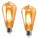 Ver imagem 1 de Kit 2 Lâmpadas Led Filamento 4w Âmbar Bivolt E27 Vintage Retrô