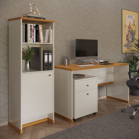 Conjunto Escritório Mesa Armário Gaveteiro Berlin - Vianossa